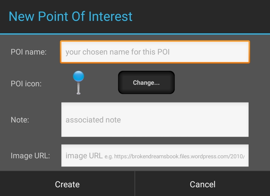 Creating a new Point of Interest