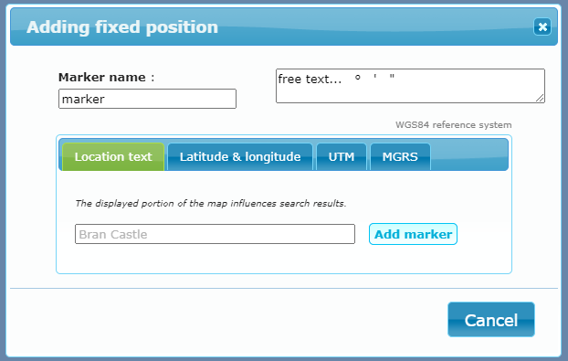 web interface fixed positions screen